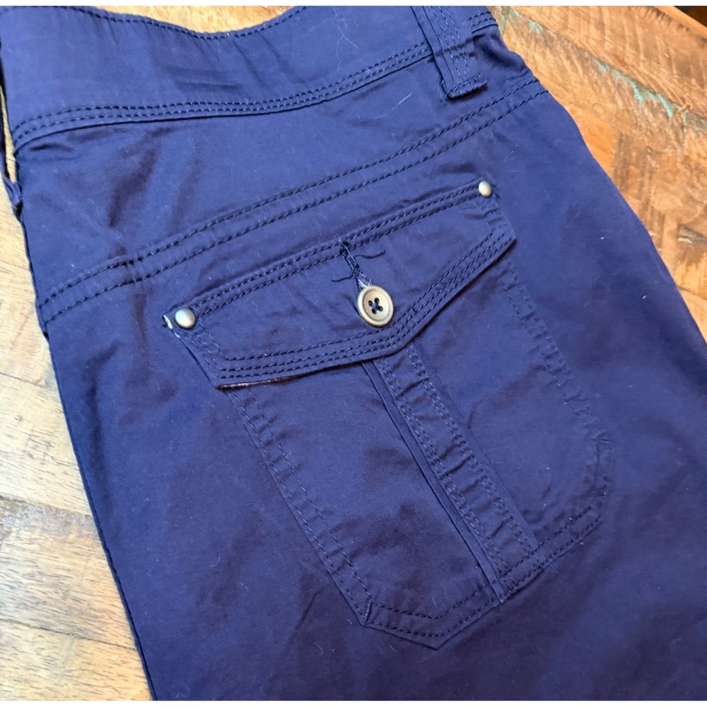 Lee Women Navy Blue Comfort Waistband Cargo Shorts Petite 16 333285D